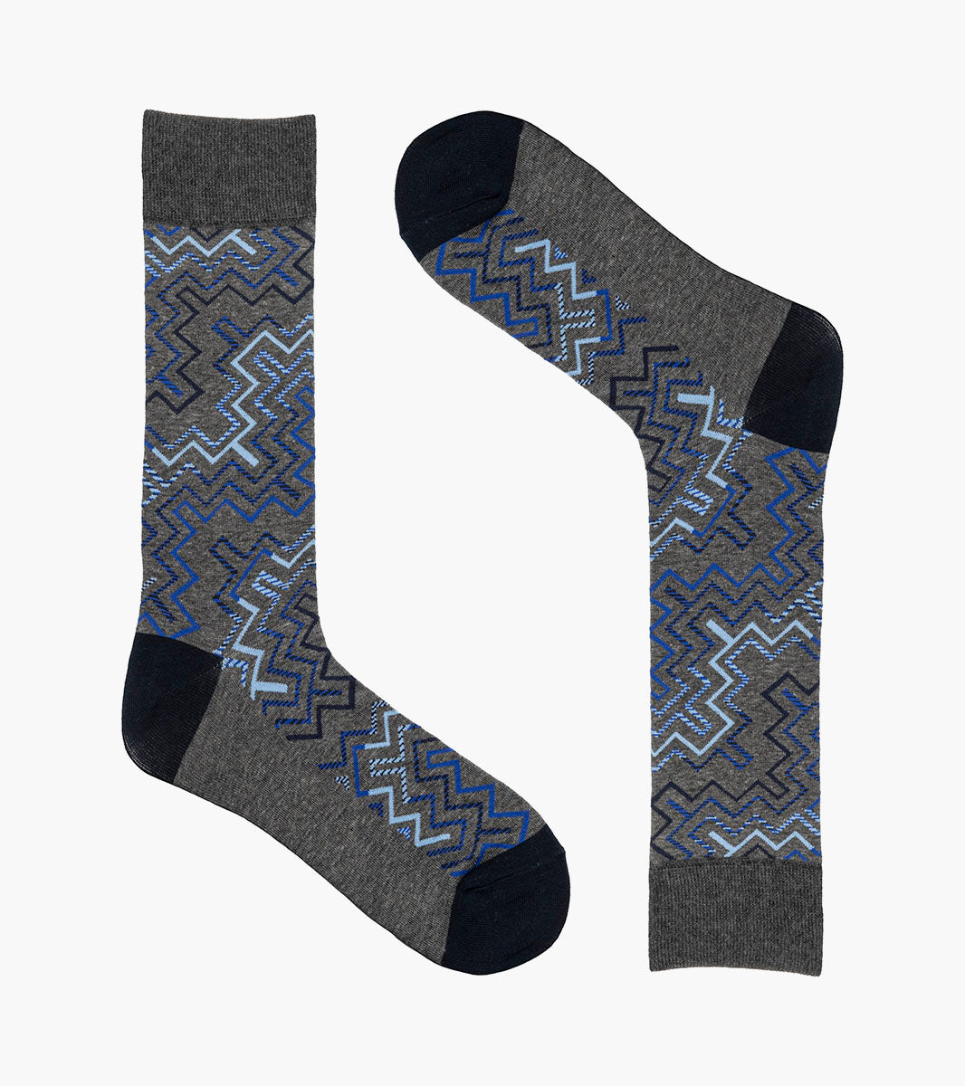 Stacy Adams Cool Lines Men's Crew Dress Socks Men’s Socks - Gray Multi