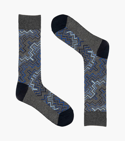 Stacy Adams Cool Lines Men's Crew Dress Socks Men’s Socks - Gray Multi