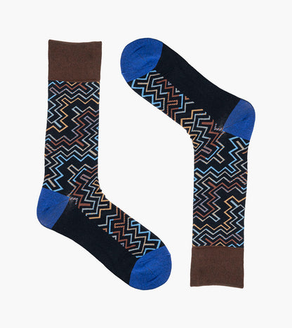 Stacy Adams Cool Lines Men's Crew Dress Socks Men’s Socks - Navy Multi