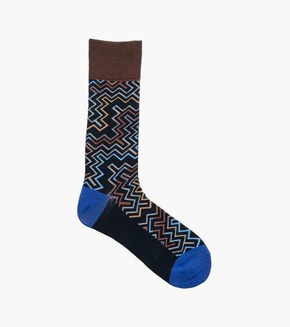 Stacy Adams Cool Lines Men's Crew Dress Socks Men’s Socks - Navy Multi