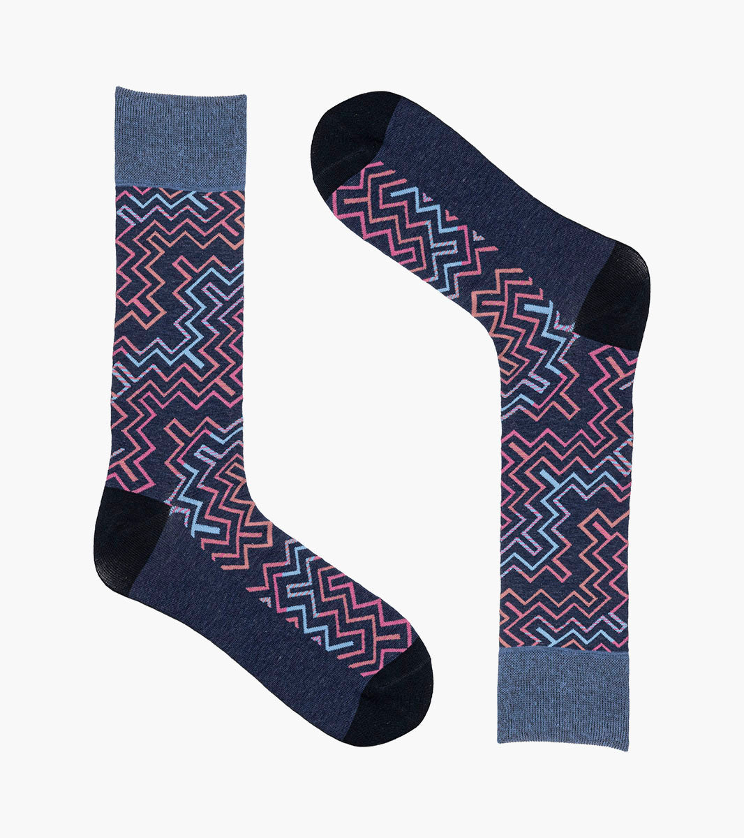 Stacy Adams Cool Lines Men's Crew Dress Socks Men’s Socks - Blue Multi