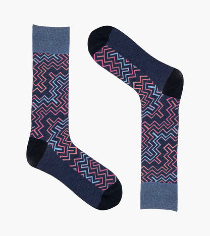 Stacy Adams Cool Lines Men's Crew Dress Socks Men’s Socks - Blue Multi