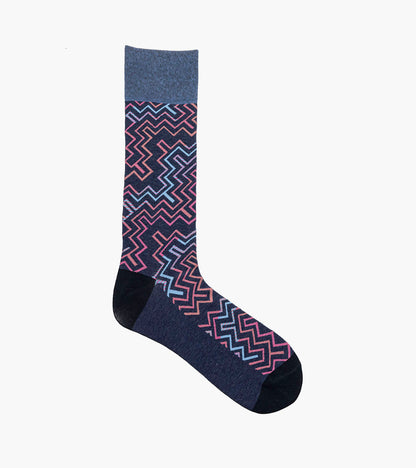 Stacy Adams Cool Lines Men's Crew Dress Socks Men’s Socks - Blue Multi