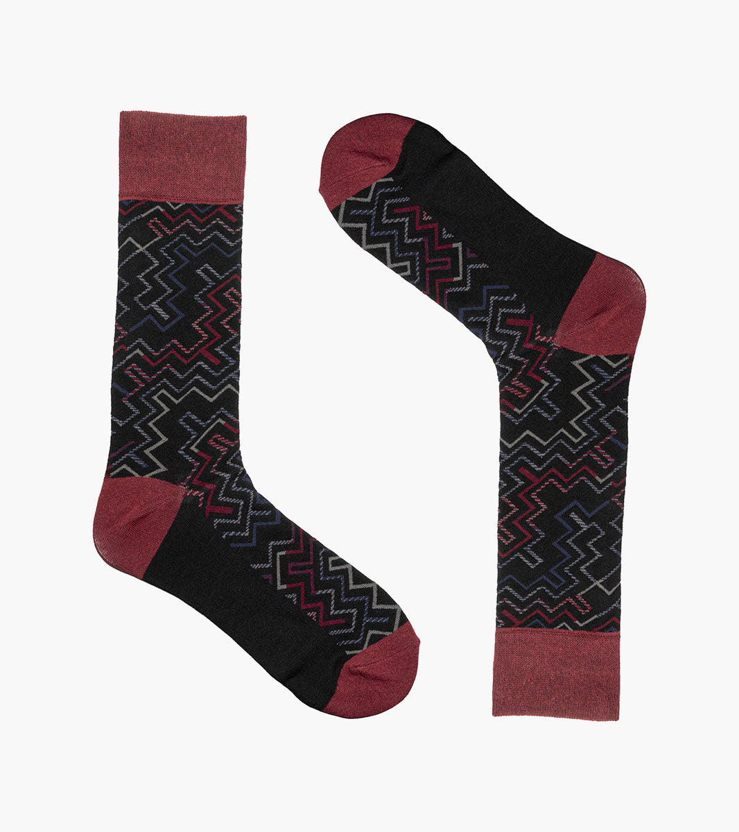 Stacy Adams Cool Lines Men's Crew Dress Socks Men’s Socks - Red Multi
