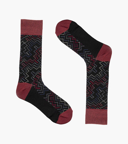 Stacy Adams Cool Lines Men's Crew Dress Socks Men’s Socks - Red Multi