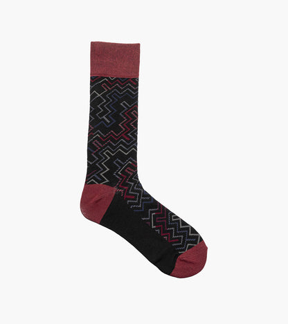Stacy Adams Cool Lines Men's Crew Dress Socks Men’s Socks - Red Multi
