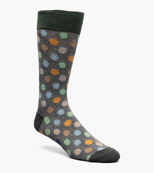 Stacy Adams Dots Men's Crew Dress Socks Men’s Socks - Gray Multi