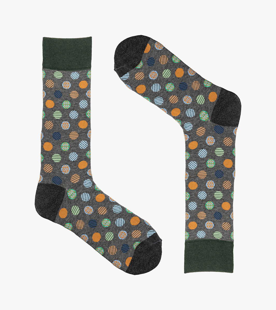 Stacy Adams Dots Men's Crew Dress Socks Men’s Socks - Gray Multi