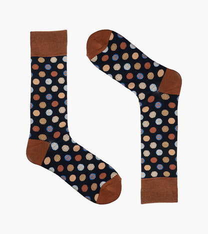Stacy Adams Dots Men's Crew Dress Socks Men’s Socks - Navy Multi