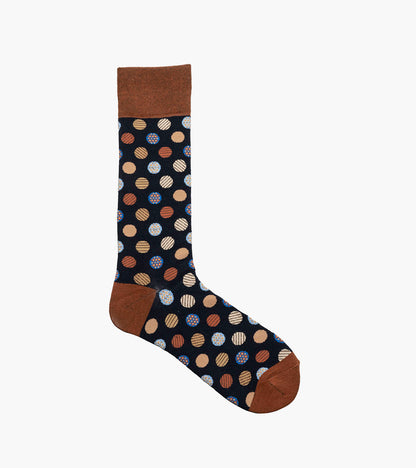 Stacy Adams Dots Men's Crew Dress Socks Men’s Socks - Navy Multi