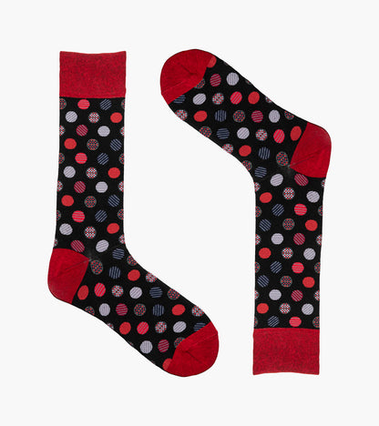 Stacy Adams Dots Men's Crew Dress Socks Men’s Socks - Red Multi