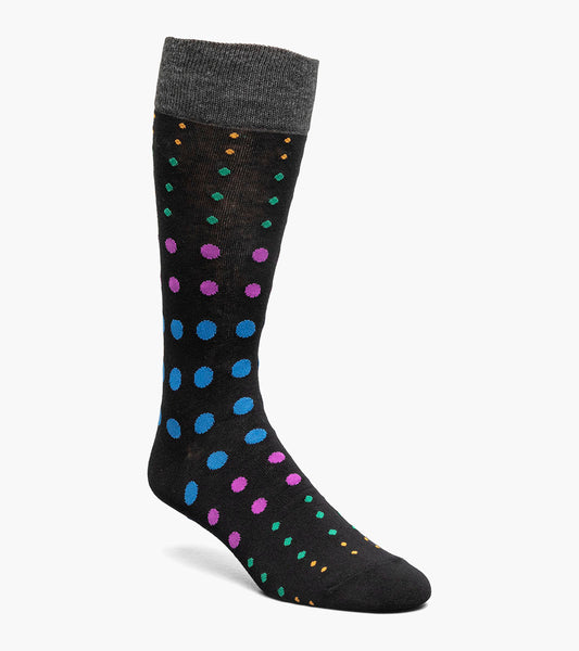 Stacy Adams Multi-Size Dots Men's Crew Dress Socks Men’s Socks - Dk Gray Multi