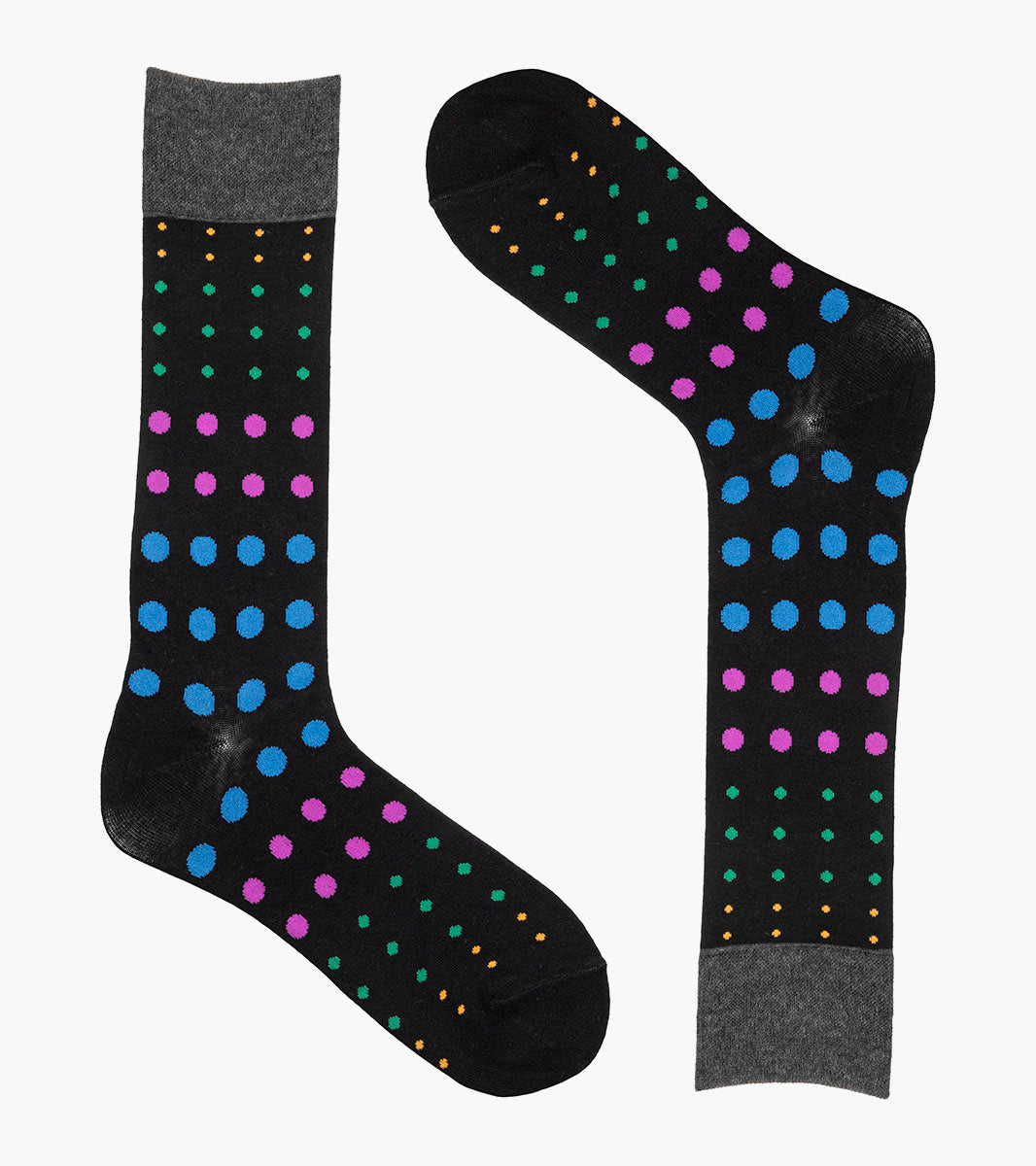 Stacy Adams Multi-Size Dots Men's Crew Dress Socks Men’s Socks - Dk Gray Multi