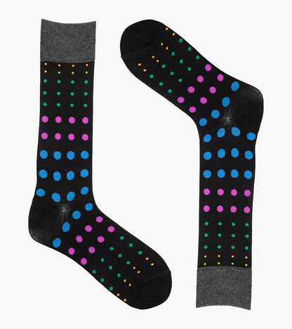 Stacy Adams Multi-Size Dots Men's Crew Dress Socks Men’s Socks - Dk Gray Multi