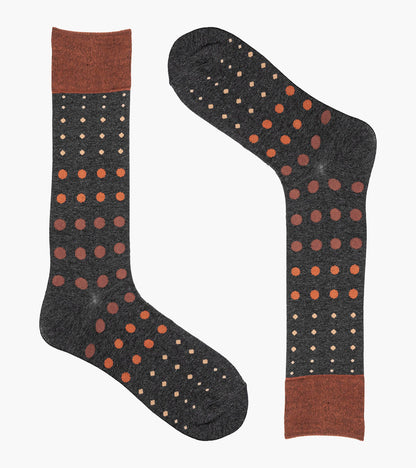 Stacy Adams Multi-Size Dots Men's Crew Dress Socks Men’s Socks - Gray Multi