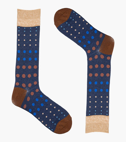 Stacy Adams Multi-Size Dots Men's Crew Dress Socks Men’s Socks - Blue Multi