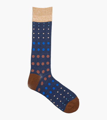 Stacy Adams Multi-Size Dots Men's Crew Dress Socks Men’s Socks - Blue Multi