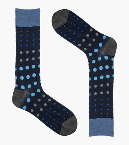 Stacy Adams Multi-Size Dots Men's Crew Dress Socks Men’s Socks - Navy Multi