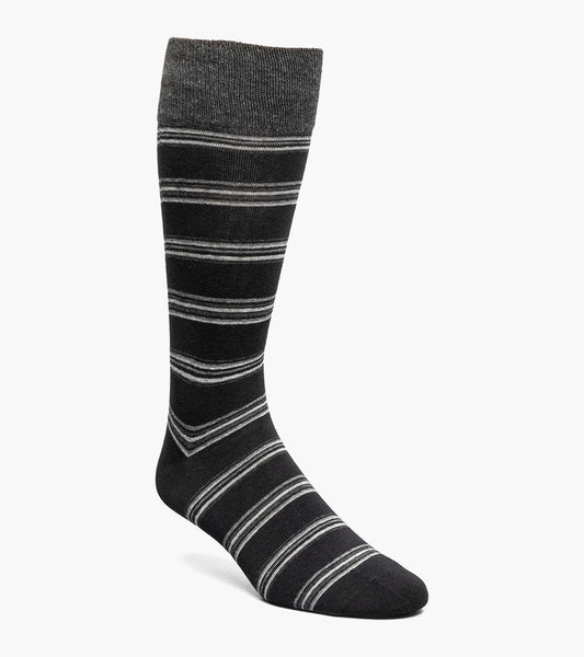 Stacy Adams Mini Stripe Men's Crew Dress Socks Men’s Socks - Black Multi