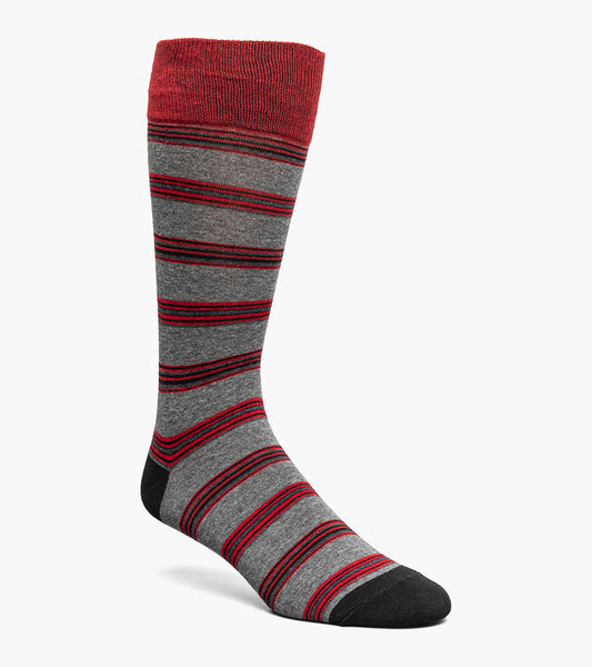 Stacy Adams Mini Stripe Men's Crew Dress Socks Men’s Socks - Red Multi