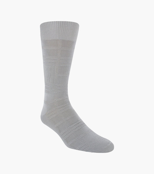 Stacy Adams Tonal Plaid Men's Crew Dress Socks Men’s Socks - Silver