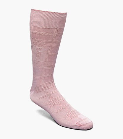 Stacy Adams Tonal Plaid Men's Crew Dress Socks Men’s Socks - Pink Multi