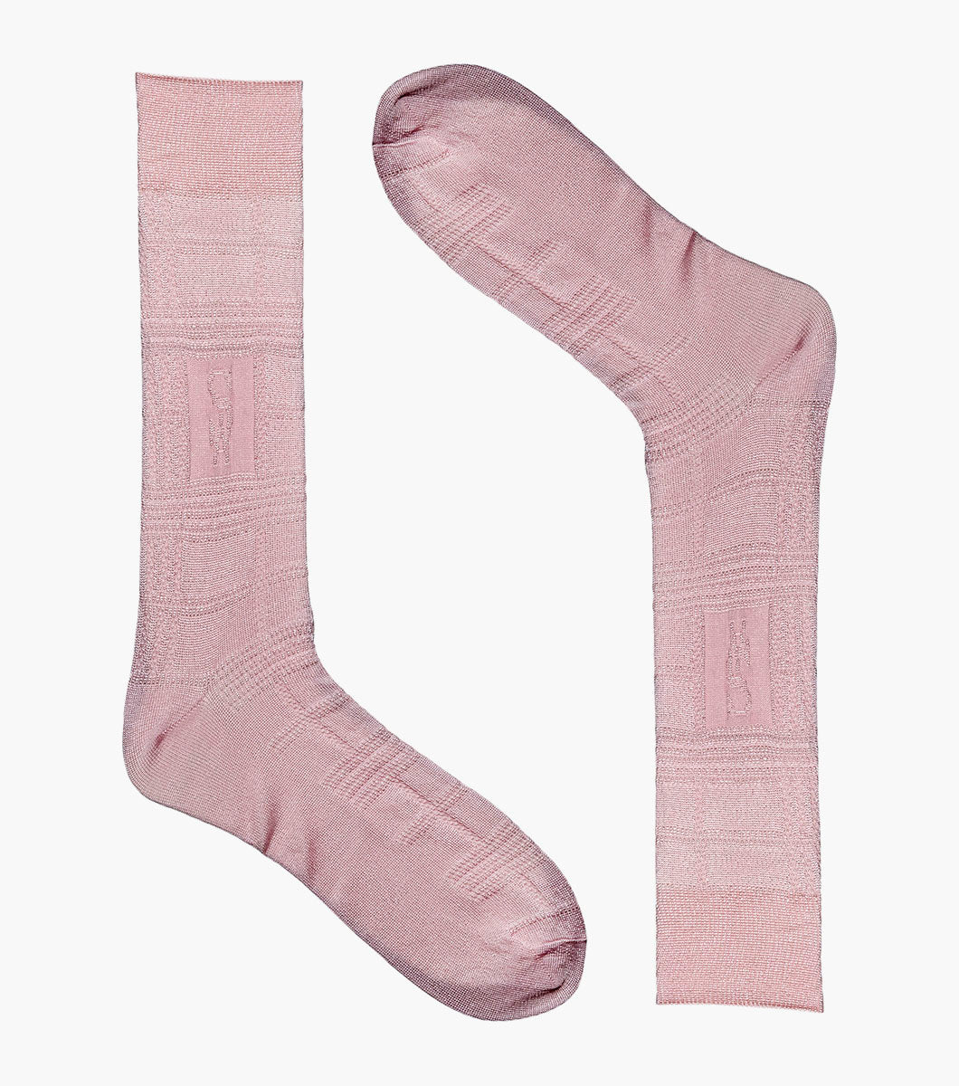 Stacy Adams Tonal Plaid Men's Crew Dress Socks Men’s Socks - Pink Multi