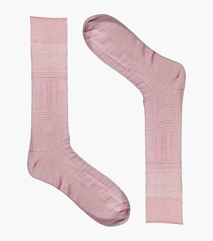 Stacy Adams Tonal Plaid Men's Crew Dress Socks Men’s Socks - Pink Multi
