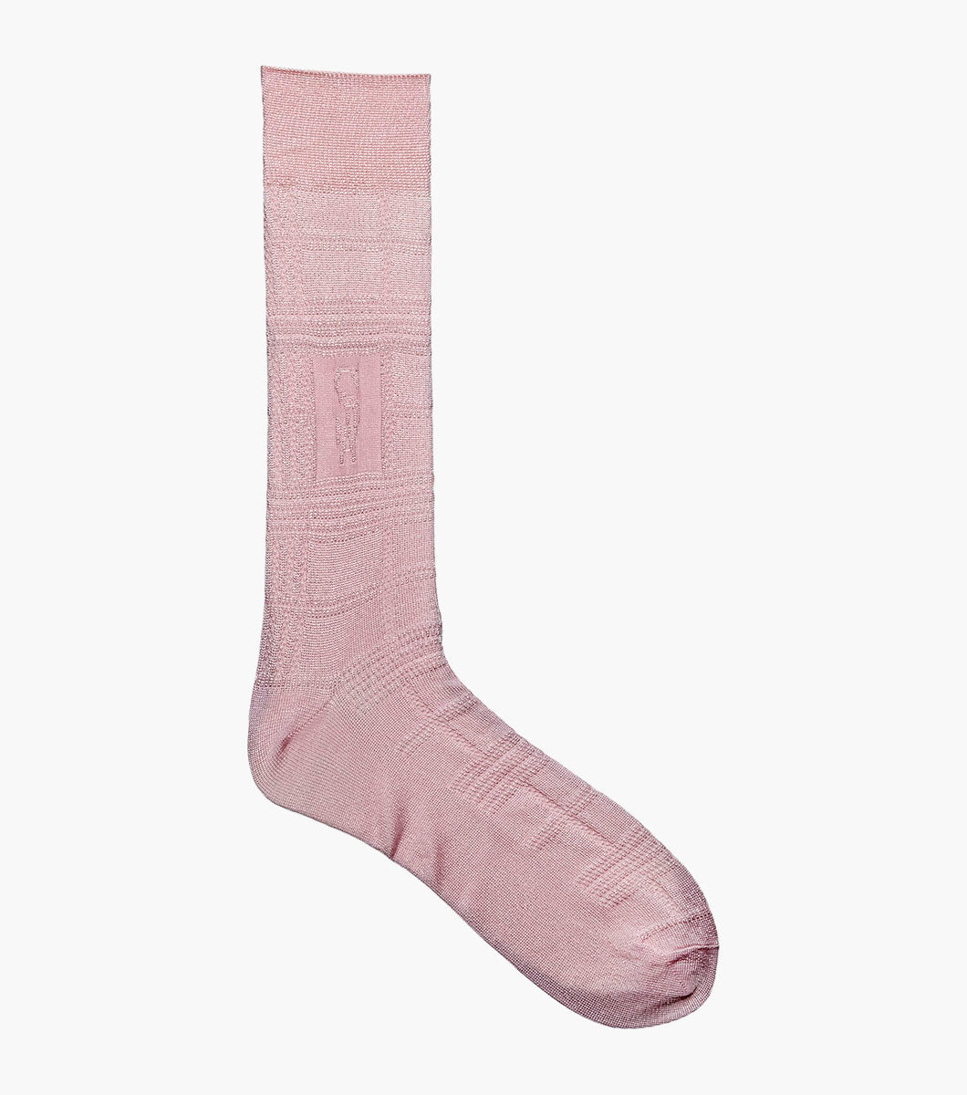 Stacy Adams Tonal Plaid Men's Crew Dress Socks Men’s Socks - Pink Multi
