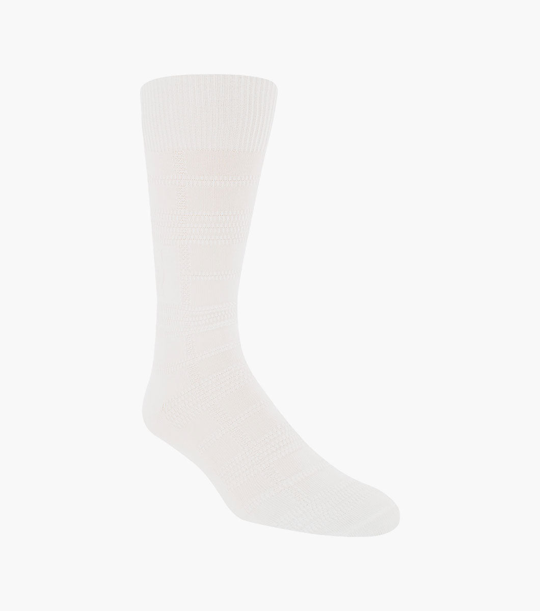 Stacy Adams Tonal Plaid Men's Crew Dress Socks Men’s Socks - White