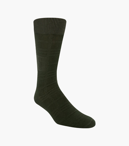Stacy Adams Tonal Plaid Men's Crew Dress Socks Men’s Socks - Olive