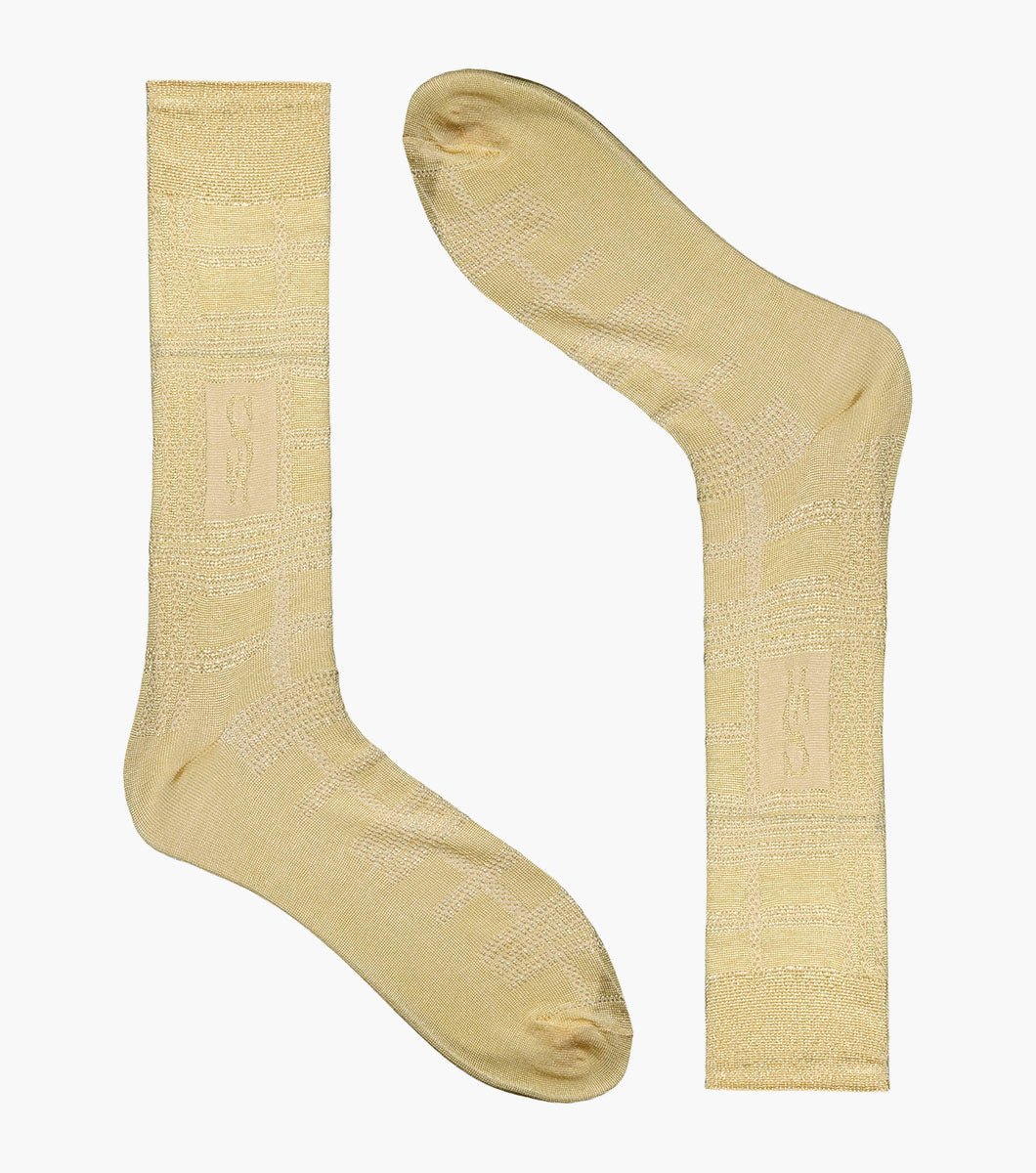 Stacy Adams Tonal Plaid Men's Crew Dress Socks Men’s Socks - Yellow