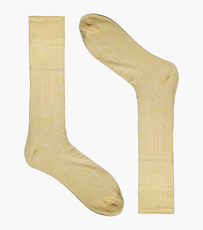 Stacy Adams Tonal Plaid Men's Crew Dress Socks Men’s Socks - Yellow