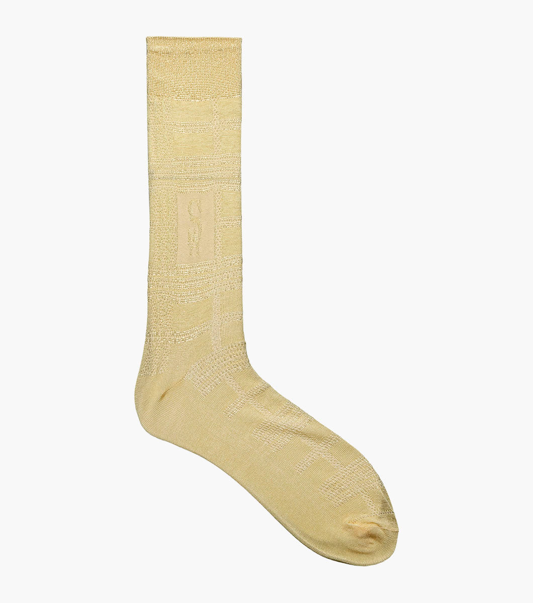 Stacy Adams Tonal Plaid Men's Crew Dress Socks Men’s Socks - Yellow