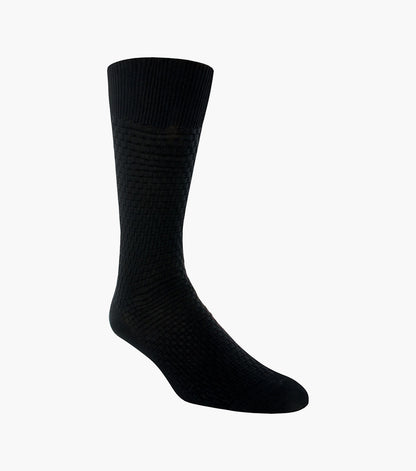 Stacy Adams Basket Weave Men's Crew Dress Socks Men’s Socks - Black