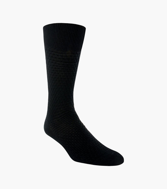 Stacy Adams Basket Weave Men's Crew Dress Socks Men’s Socks - Black