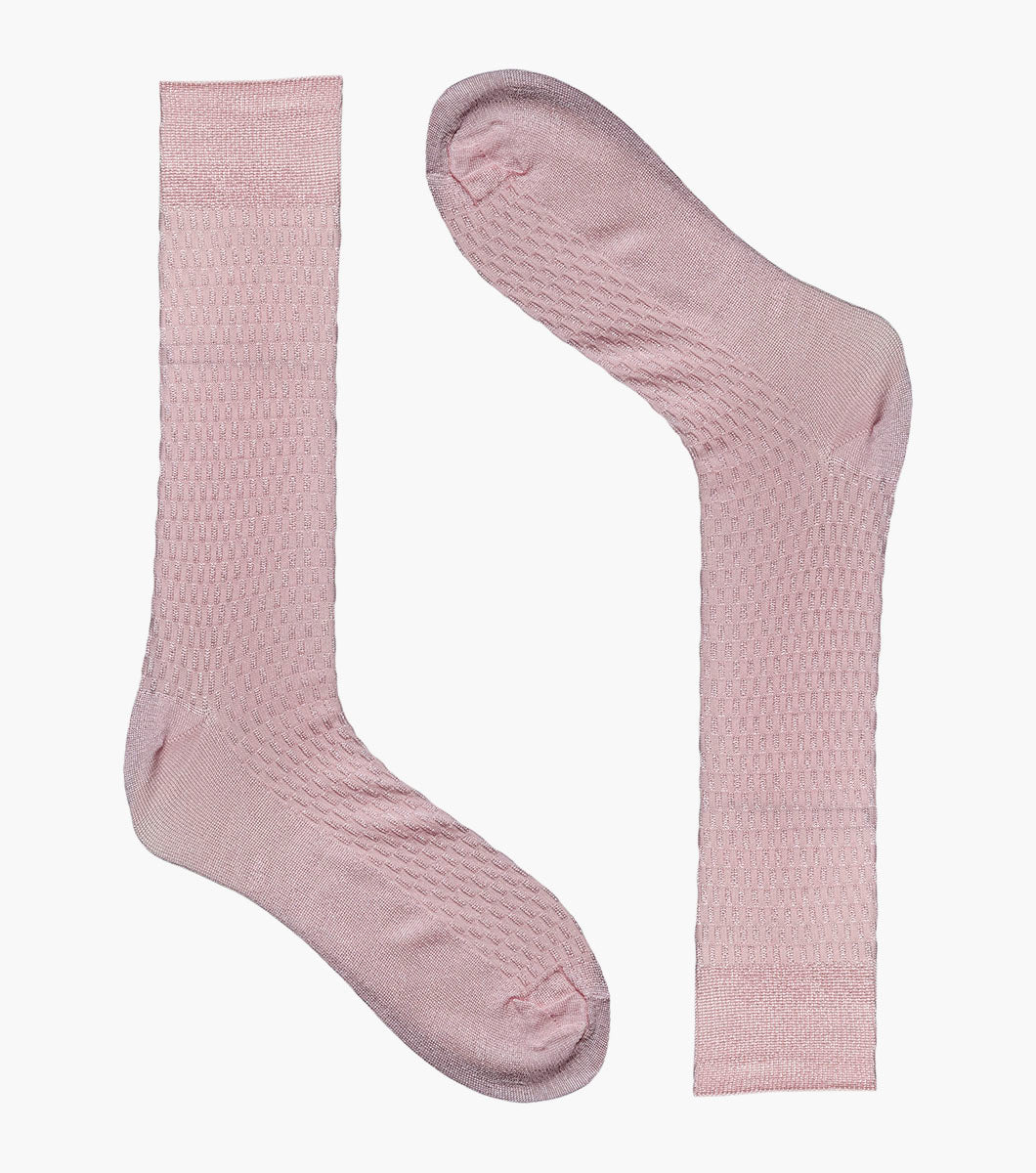 Stacy Adams Basket Weave Men's Crew Dress Socks Men’s Socks - Pink Multi