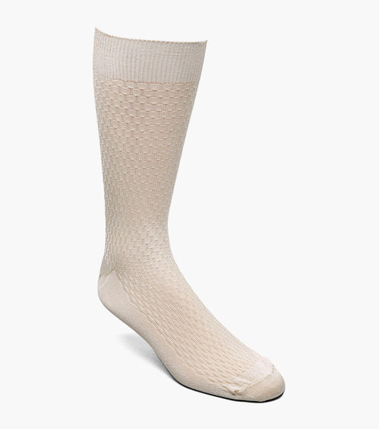 Stacy Adams Basket Weave Men's Crew Dress Socks Men’s Socks - Ivory