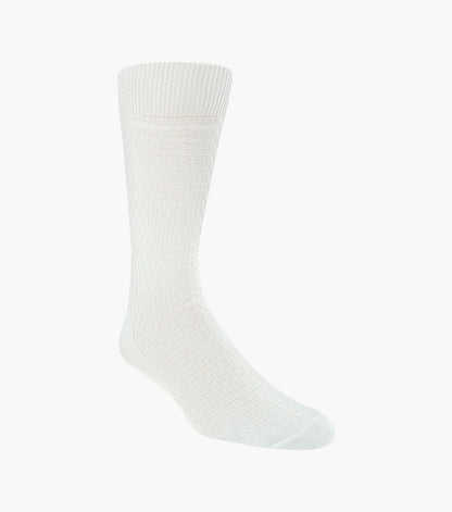 Stacy Adams Basket Weave Men's Crew Dress Socks Men’s Socks - White