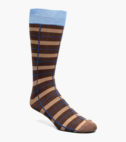 Stacy Adams Framed Stripes Men's Crew Dress Socks Men’s Socks - Brown