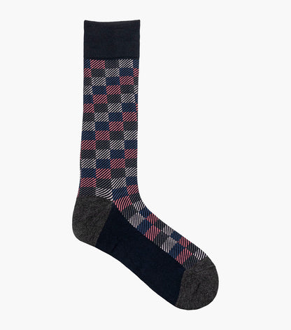 Stacy Adams Checked Herringbone Men's Crew Dress Socks Men’s Socks - Gray Multi