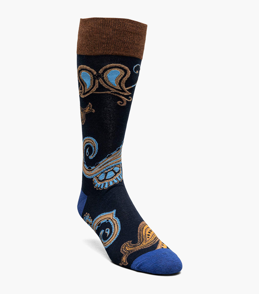 Stacy Adams Pop of Paisley Men's Crew Dress Socks Men’s Socks - Navy