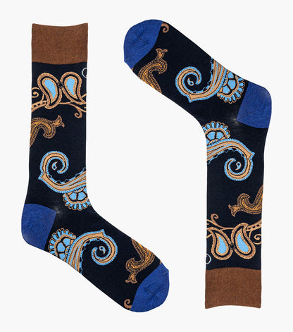 Stacy Adams Pop of Paisley Men's Crew Dress Socks Men’s Socks - Navy