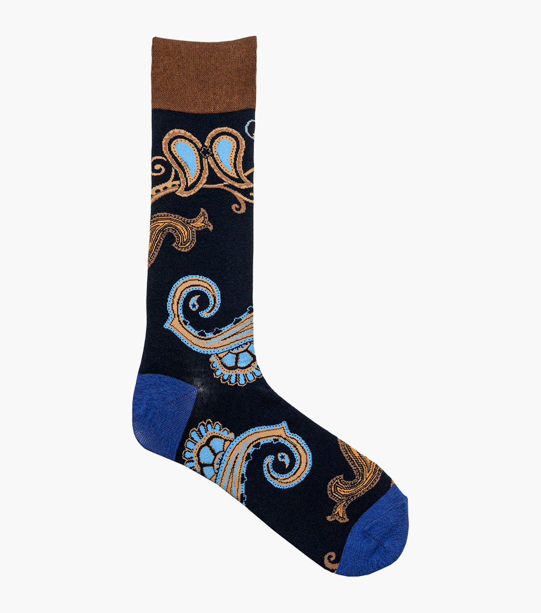 Stacy Adams Pop of Paisley Men's Crew Dress Socks Men’s Socks - Navy
