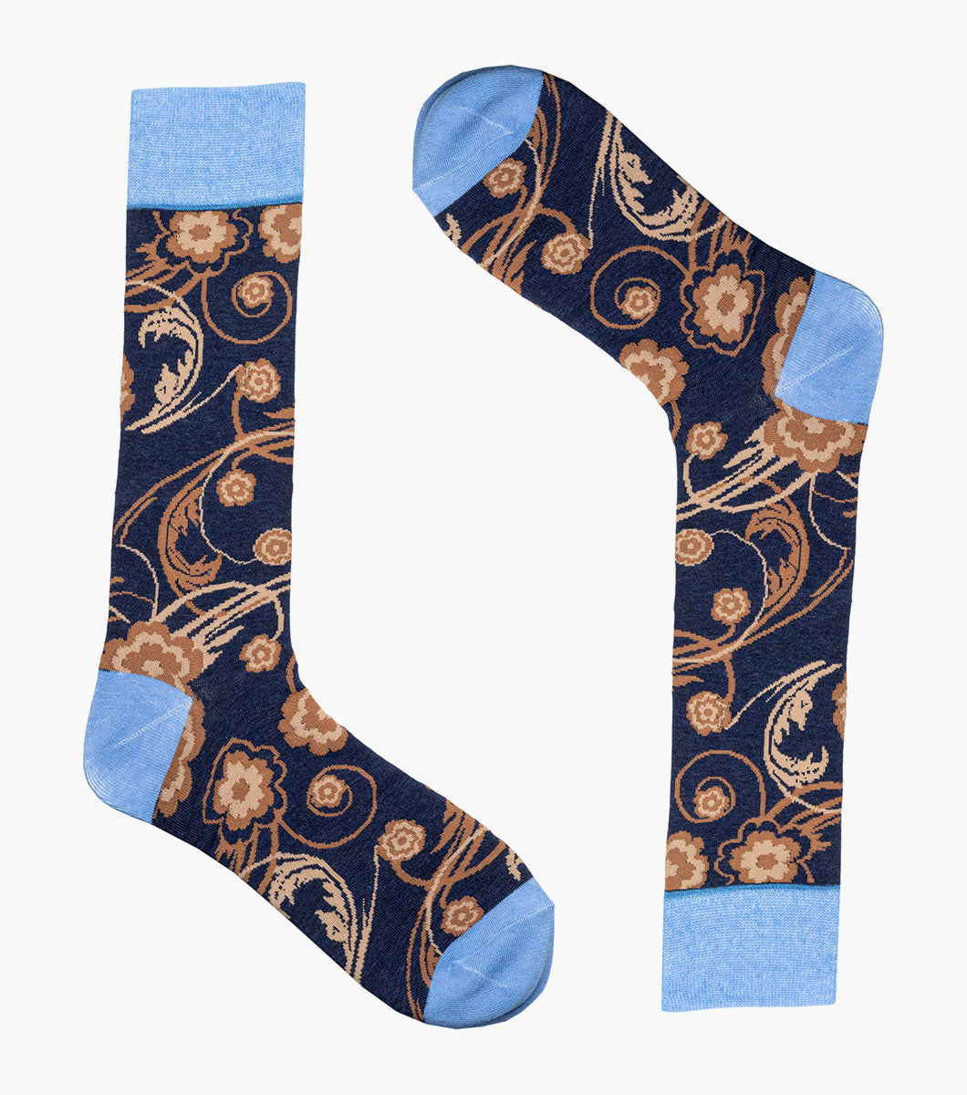 Stacy Adams Bright Floral Men's Crew Dress Socks Men’s Socks - Blue