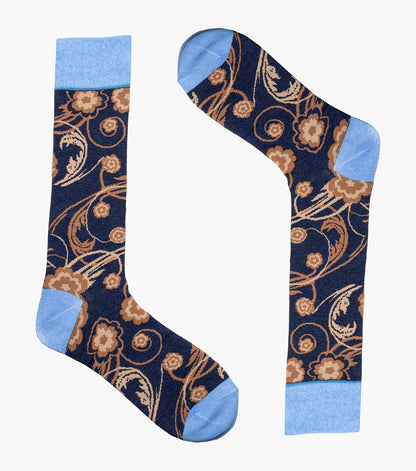 Stacy Adams Bright Floral Men's Crew Dress Socks Men’s Socks - Blue