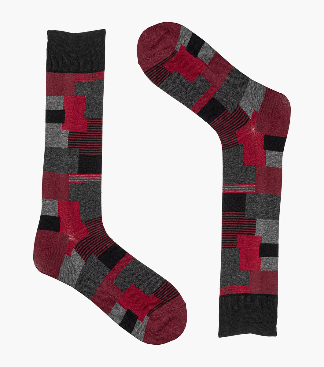 Stacy Adams Modern Motif Men's Crew Dress Socks Men’s Socks - Red