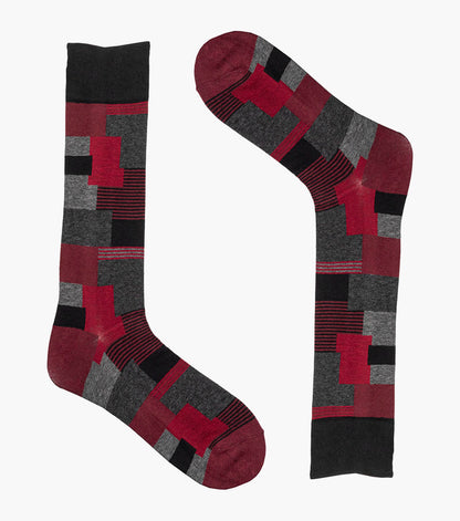 Stacy Adams Modern Motif Men's Crew Dress Socks Men’s Socks - Red