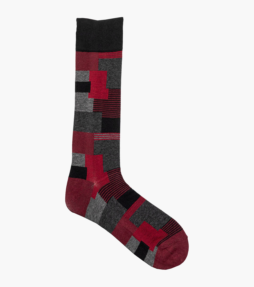 Stacy Adams Modern Motif Men's Crew Dress Socks Men’s Socks - Red