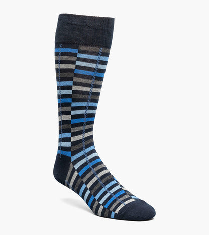 Stacy Adams Offset Stripe Men's Crew Dress Socks Men’s Socks - Navy Multi
